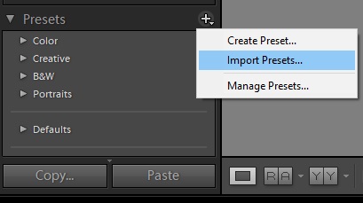 Import Preset in Lightroom