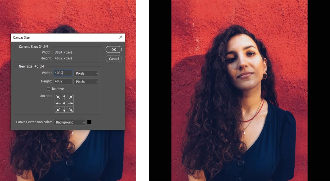 canvas size according to your need