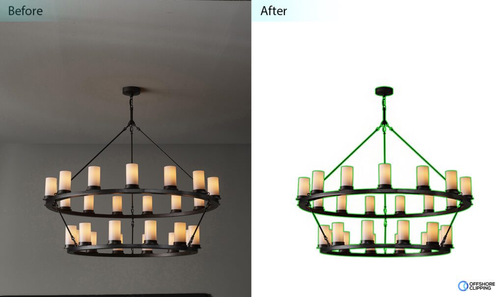 Complex clipping path of a chandelier