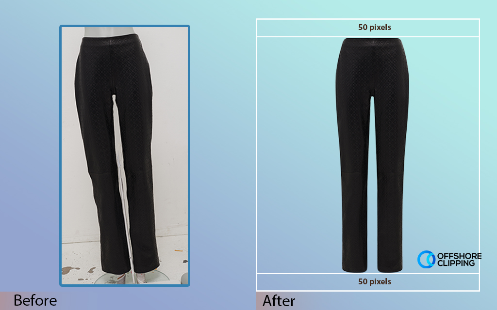 Pants cropping and straightening: before and after