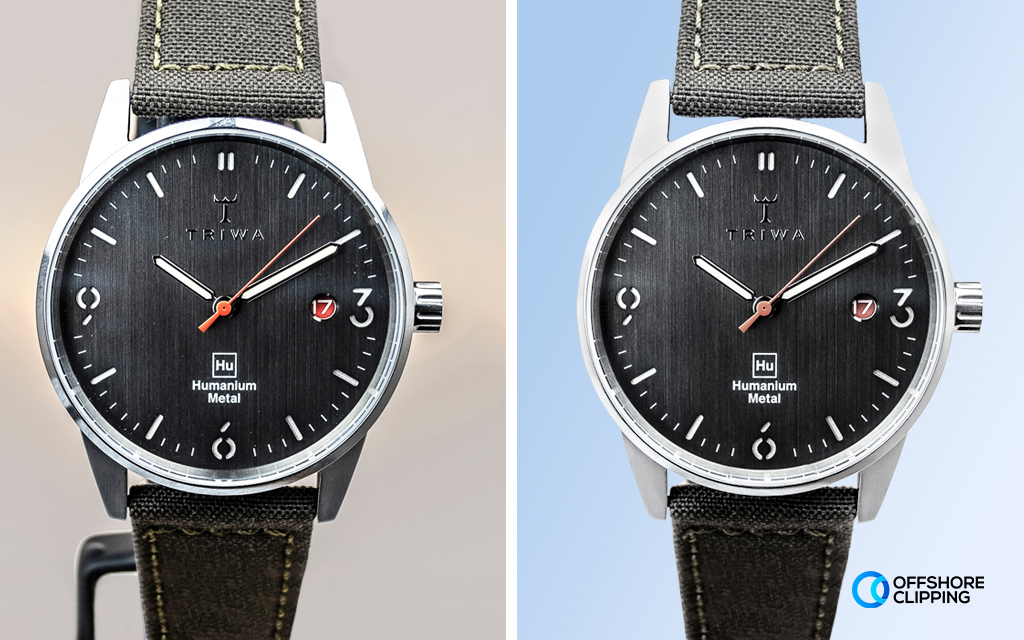 Blemishes removal of a watch, before and after