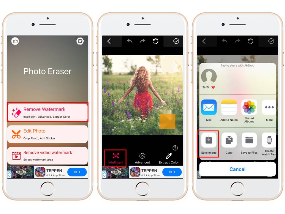 Erase Watermarks from Images on Mobile Application