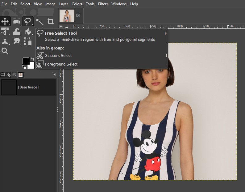 Free Select Tool from the menu