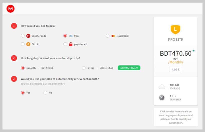 Mega - Payment Method