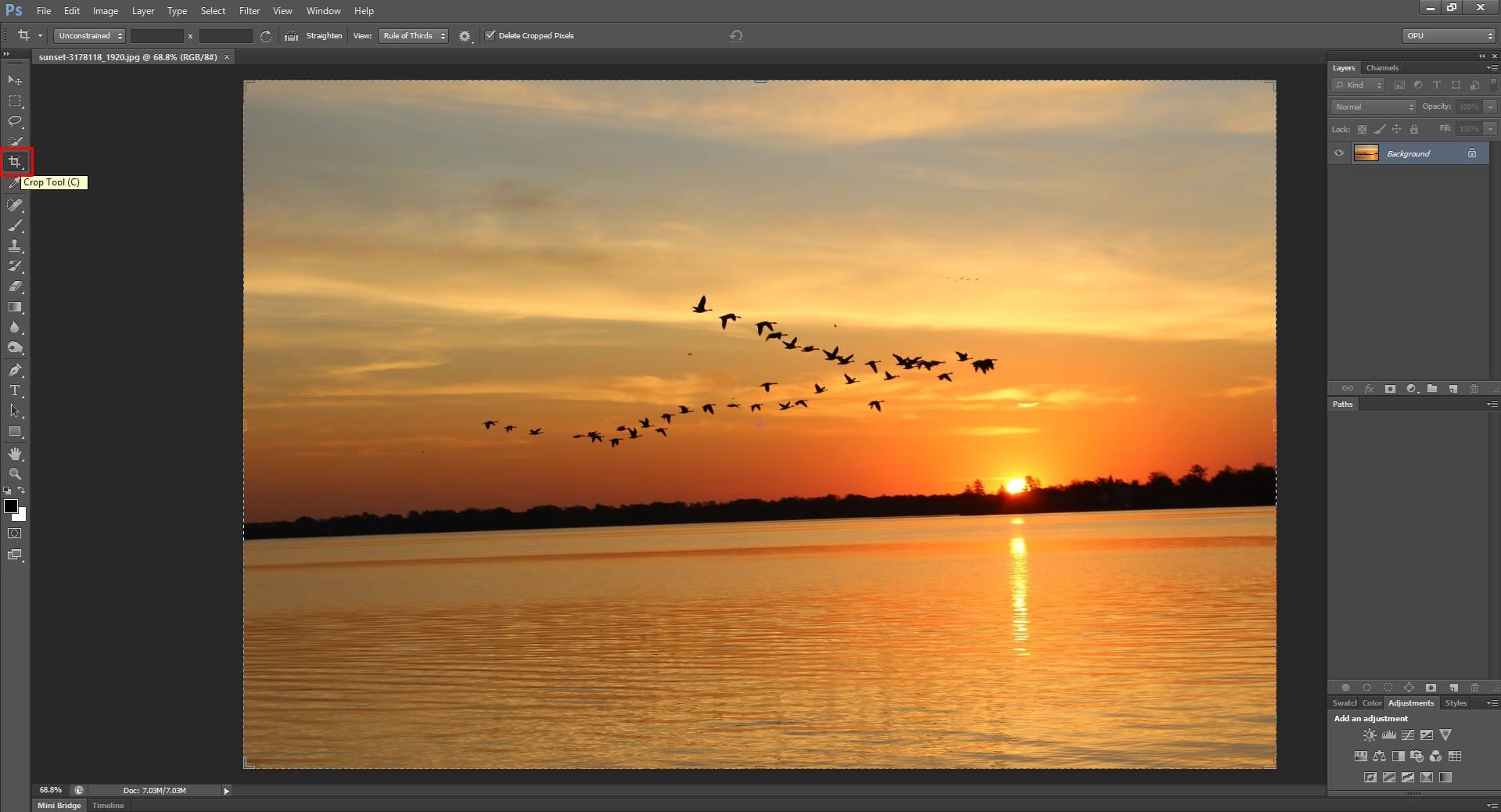 Crop tool and Straighten Images