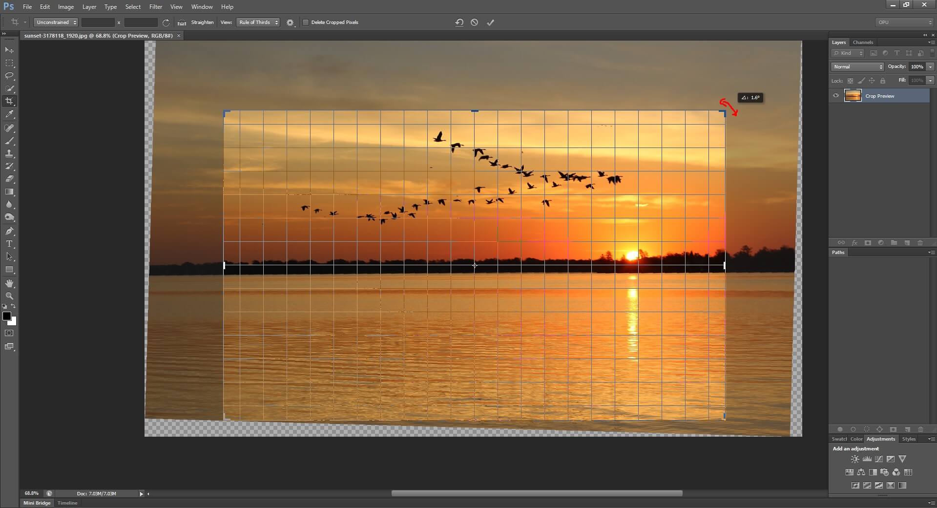 Rotated the Selection Aria