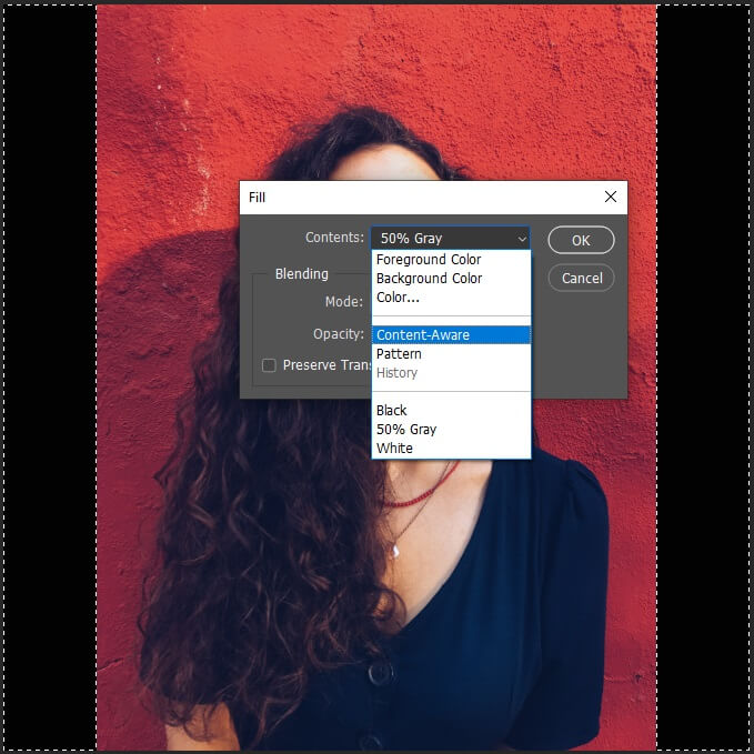 Select the content Aware Tool