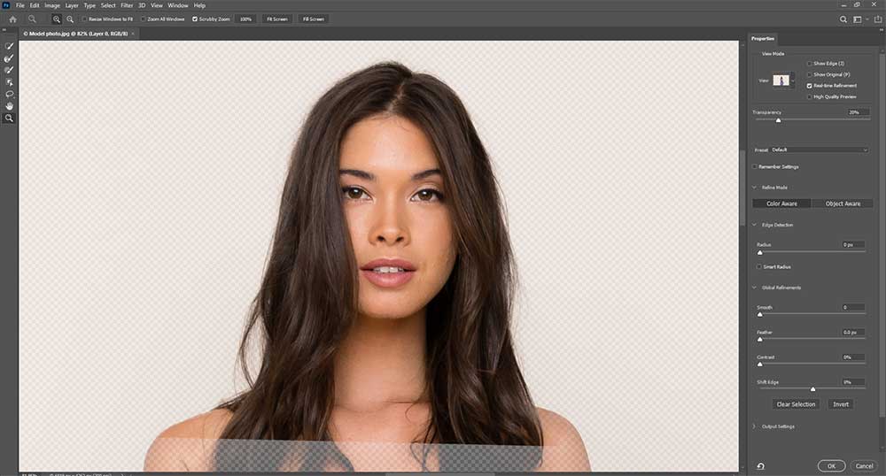 Use of select and mask tool in photoshop