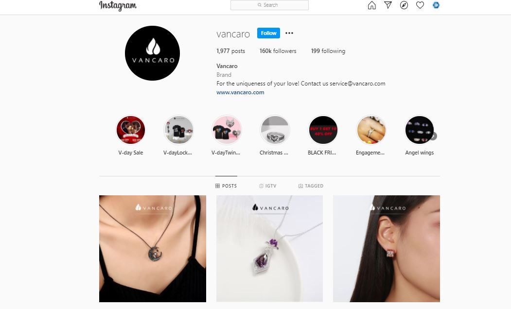 Vancaro Jewelry Store Instagram Page