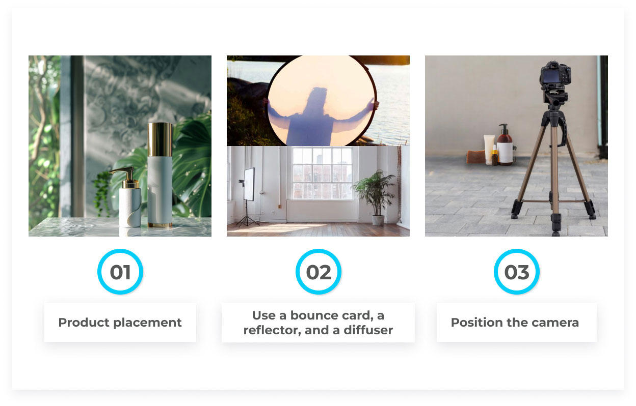 Using natural light for product photography - Infographic