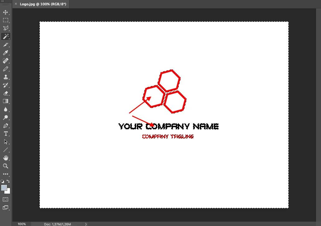 white areas inside the logo and text 2