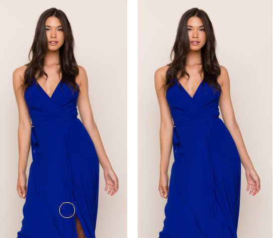 Before and after using the Spot Healing Tool