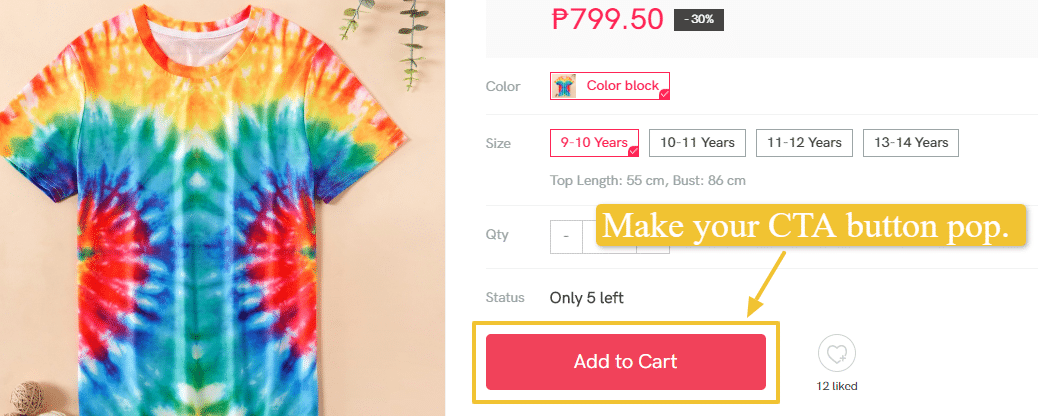 CTA buttons to increase online selling