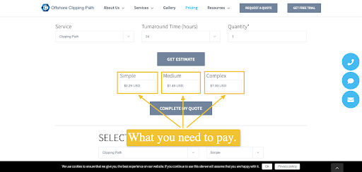 pricing calculator of Offshore Clipping Path
