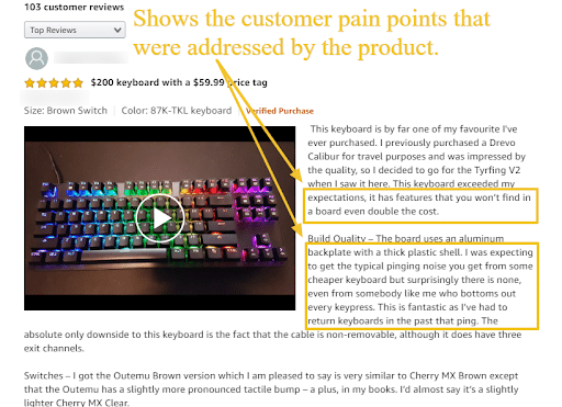 Product review by customers