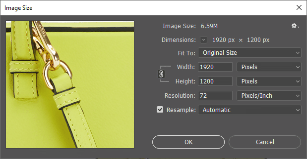 Resize an image in Photoshop