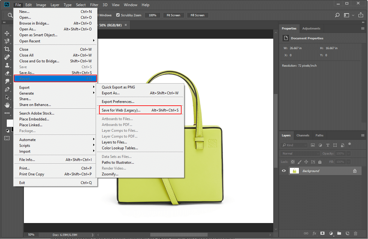 Resize an image in Photoshop