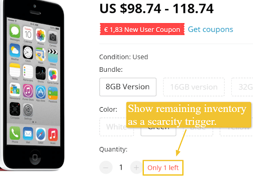 Show remaining inventory to sell online