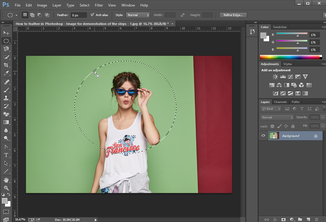 Step 2 Make a Selection- how to feather in photoshop