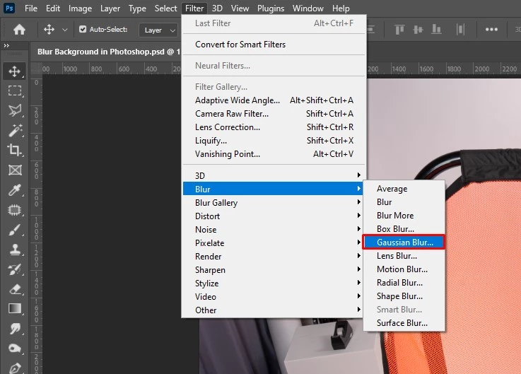 Select blur from gaussian blur