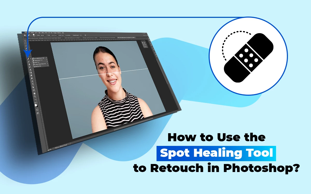 Spot healing tool to retouch in photoshop